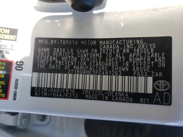 2015 TOYOTA COROLLA L 2T1BURHE1FC481263