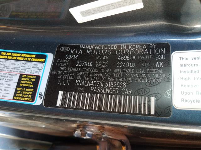 2015 KIA CADENZA PR KNALN4D73F5182928