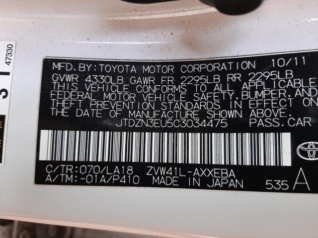 2012 TOYOTA PRIUS V JTDZN3EU5C3034475