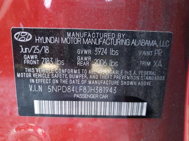 2018 HYUNDAI ELANTRA SE 5NPD84LF8JH381943