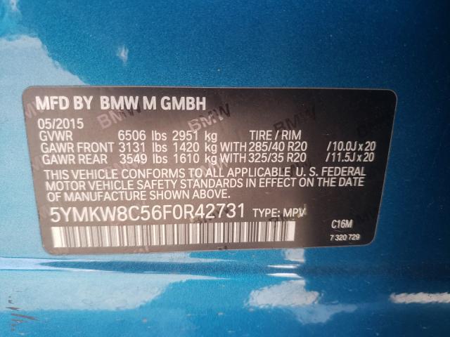 2015 BMW X6 M 5YMKW8C56F0R42731