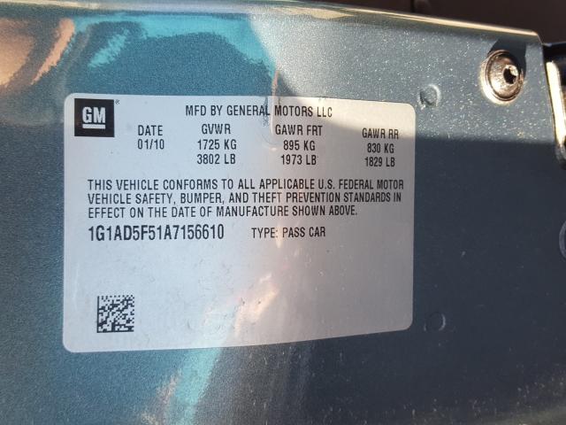 2010 CHEVROLET COBALT 1LT 1G1AD5F51A7156610