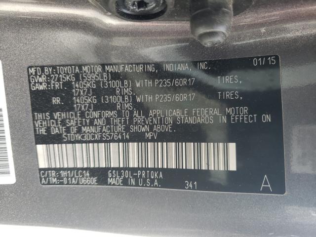 2015 TOYOTA SIENNA XLE 5TDYK3DCXFS576414