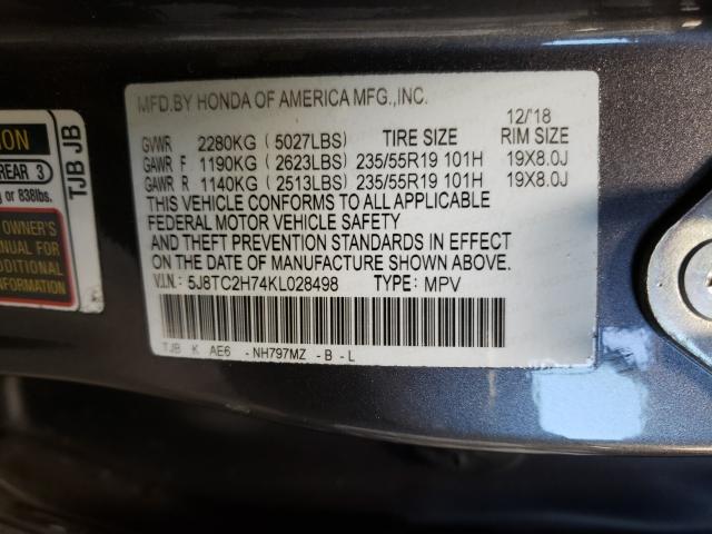 2019 ACURA RDX ADVANC 5J8TC2H74KL028498
