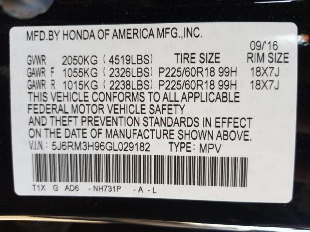 2016 HONDA CR-V TOURI 5J6RM3H96GL029182