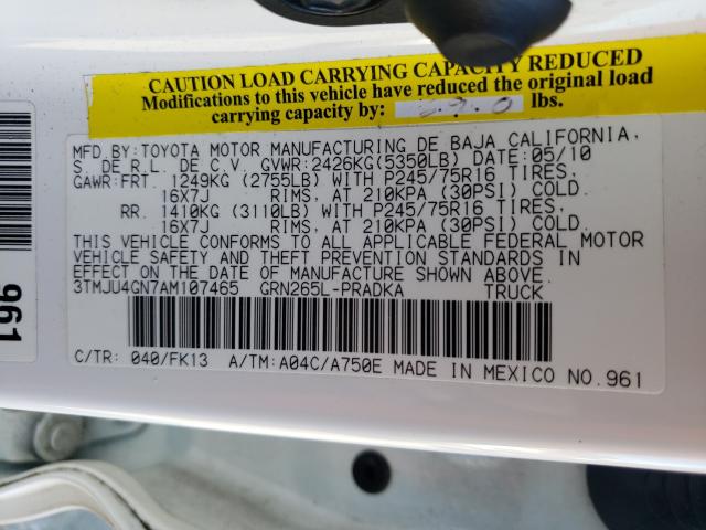 2010 TOYOTA TACOMA DOU 3TMJU4GN7AM107465