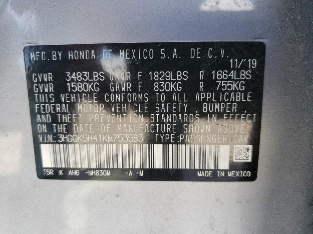 2019 HONDA FIT LX 3HGGK5H41KM753583