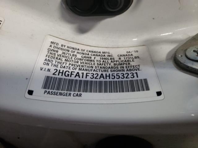 2010 HONDA CIVIC VP 2HGFA1F32AH553231