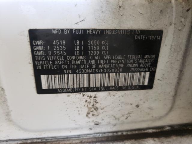 2015 SUBARU LEGACY 2.5 4S3BNAC67F3030930