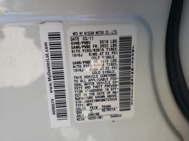 2011 INFINITI FX35 JN8AS1MW0BM733006