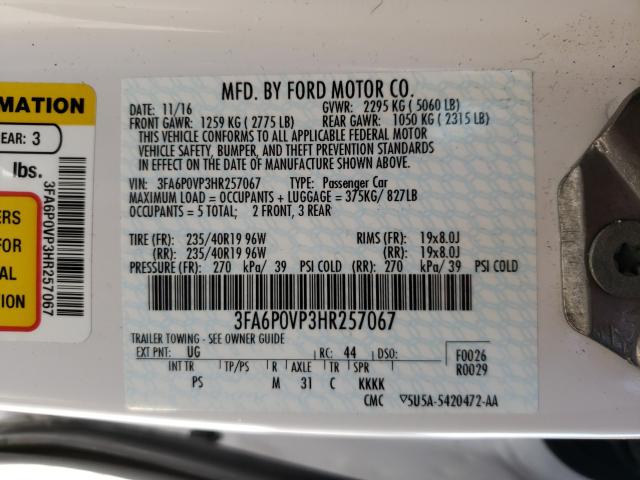 2017 FORD FUSION SPO 3FA6P0VP3HR257067