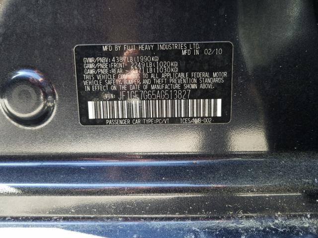 2010 SUBARU IMPREZA WR JF1GE7G65AG513827