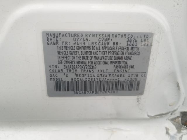 2019 NISSAN SENTRA 3N1AB7AP3KY205343