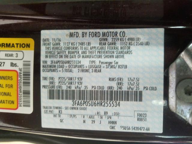 2017 FORD FUSION TIT 3FA6P0SU6HR255534