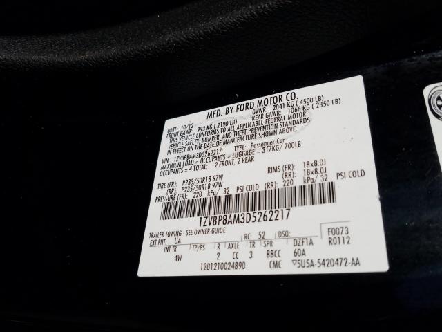 2013 FORD MUSTANG 1ZVBP8AM3D5262217