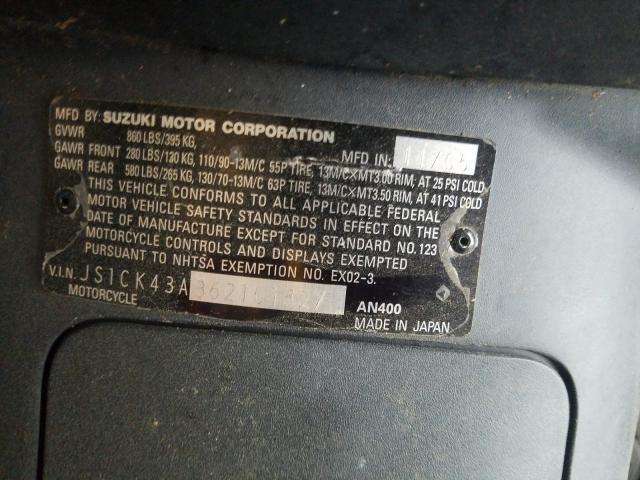 2006 SUZUKI AN400 K3 JS1CK43A362101527