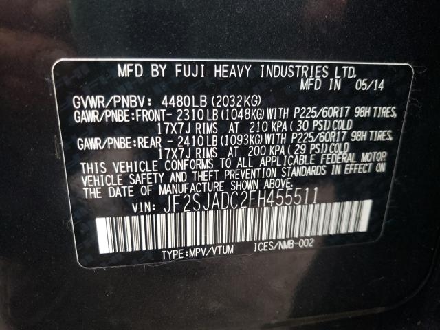 2015 SUBARU FORESTER 2 JF2SJADC2FH455511