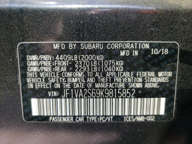 2019 SUBARU WRX STI JF1VA2S69K9815852
