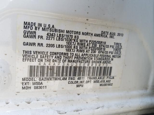 2014 MITSUBISHI OUTLANDER 4A4AP3AU3EE008079