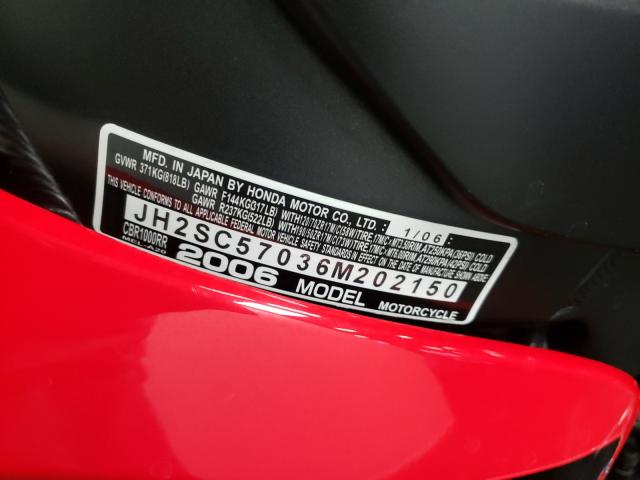 2006 HONDA CBR1000 RR JH2SC57036M202150