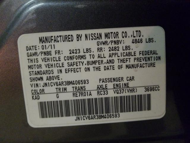 2011 INFINITI G37 JN1CV6AR3BM406593