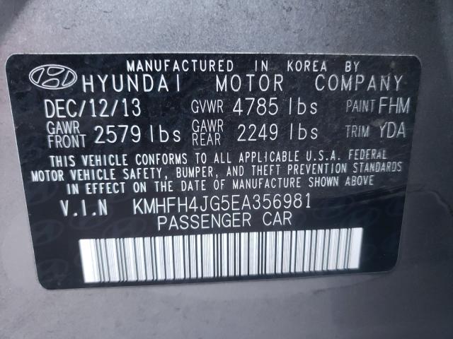 2014 HYUNDAI AZERA GLS KMHFH4JG5EA356981