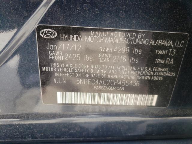 2012 HYUNDAI SONATA SE 5NPEC4AC2CH455436
