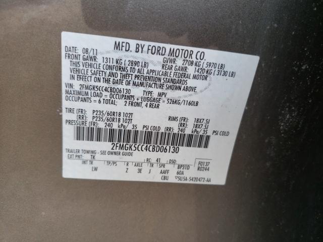 2012 FORD FLEX SEL 2FMGK5CC4CBD06130