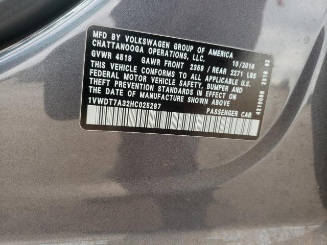 2017 VOLKSWAGEN PASSAT R-L 1VWDT7A32HC025287