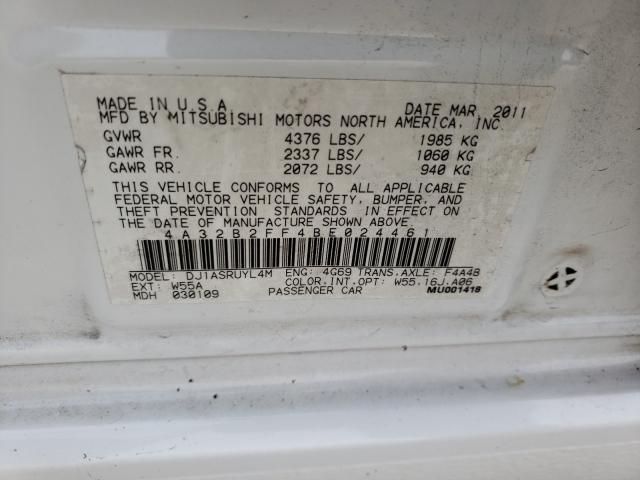 2011 MITSUBISHI GALANT FE 4A32B2FF4BE024461