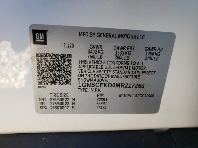 2021 CHEVROLET SUBURBAN C 1GNSCEKD0MR217263
