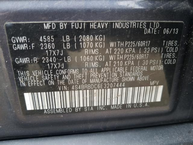 2014 SUBARU OUTBACK 2. 4S4BRBDC6E3207444