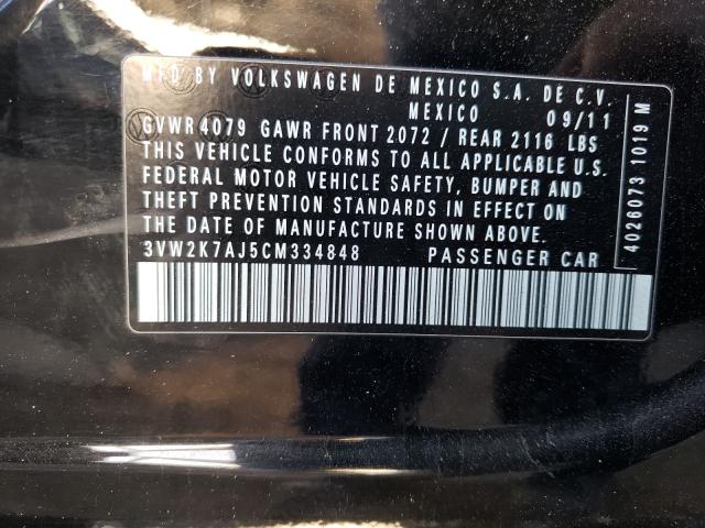 2012 VOLKSWAGEN JETTA BASE 3VW2K7AJ5CM334848