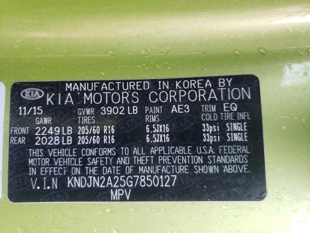2016 KIA SOUL KNDJN2A25G7850127