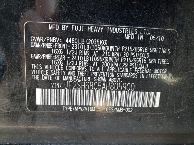 2010 SUBARU FORESTER X JF2SH6BC5AH805900