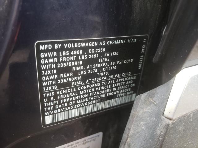 2013 VOLKSWAGEN TIGUAN WVGBV3AX2DW056981