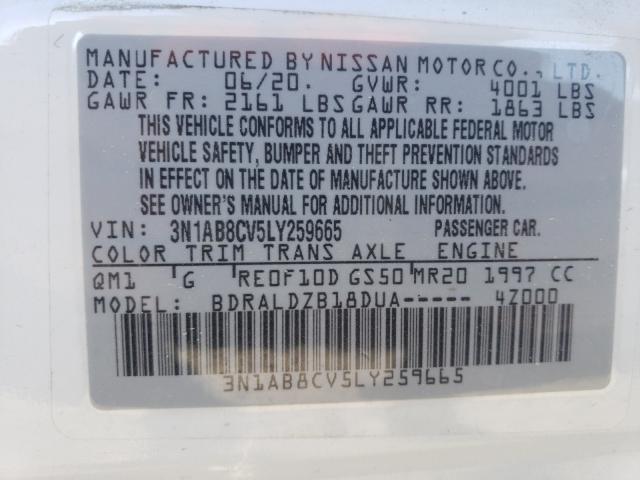 2020 NISSAN SENTRA SV 3N1AB8CV5LY259665