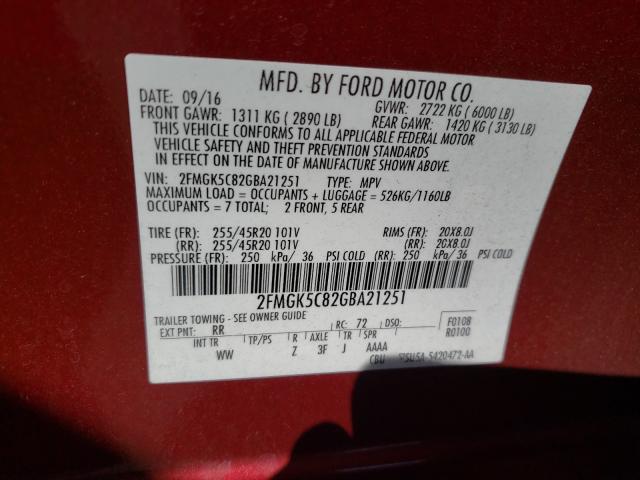 2016 FORD FLEX SEL 2FMGK5C82GBA21251