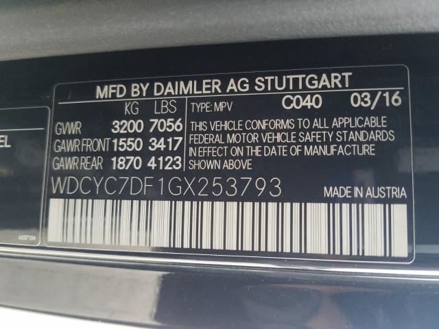 VIN WDCYC7DF1GX253793 2016 Mercedes-Benz G-Class, 6... no.10