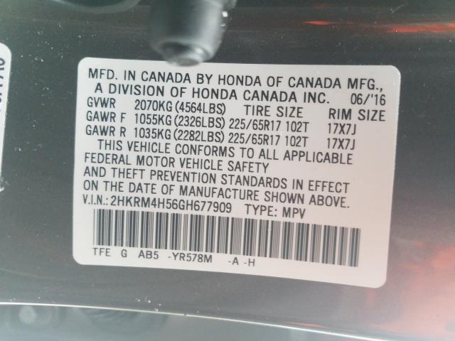 2016 HONDA CR-V 2HKRM4H56GH677909
