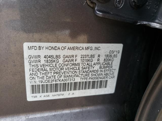 2019 ACURA ILX PREMIU 19UDE2F87KA007313