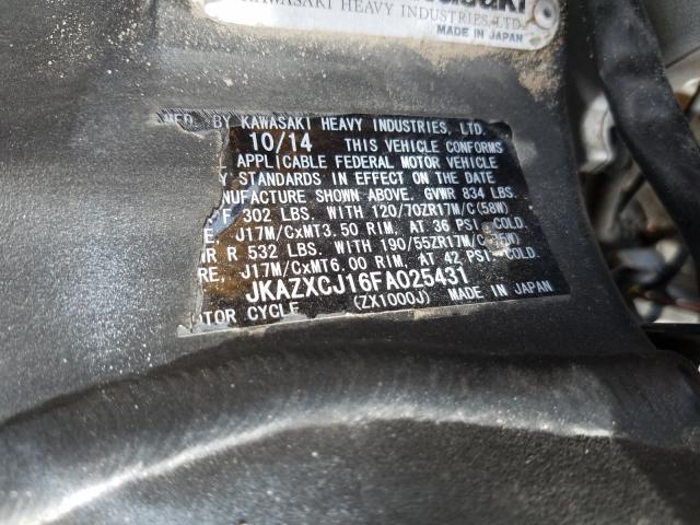 2015 KAWASAKI ZX1000 J JKAZXCJ16FA025431