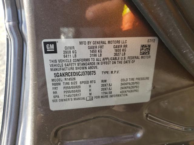 2012 BUICK ENCLAVE 5GAKRCED9CJ370875