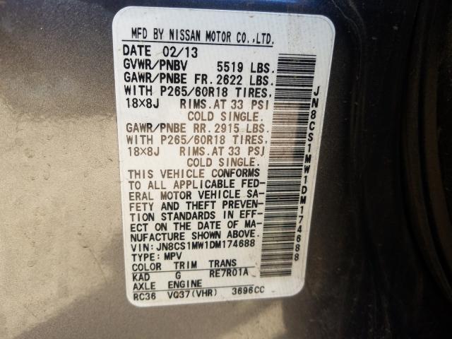 2013 INFINITI FX37 JN8CS1MW1DM174688