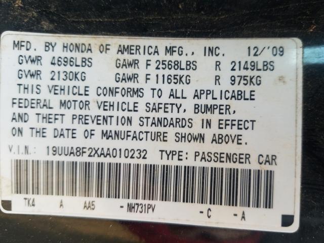 2010 ACURA TL 19UUA8F2XAA010232