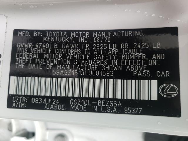 2020 LEXUS ES 350 F-S 58AGZ1B13LU081593