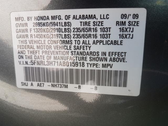 2010 HONDA ODYSSEY EX 5FNRL3H71AB015918