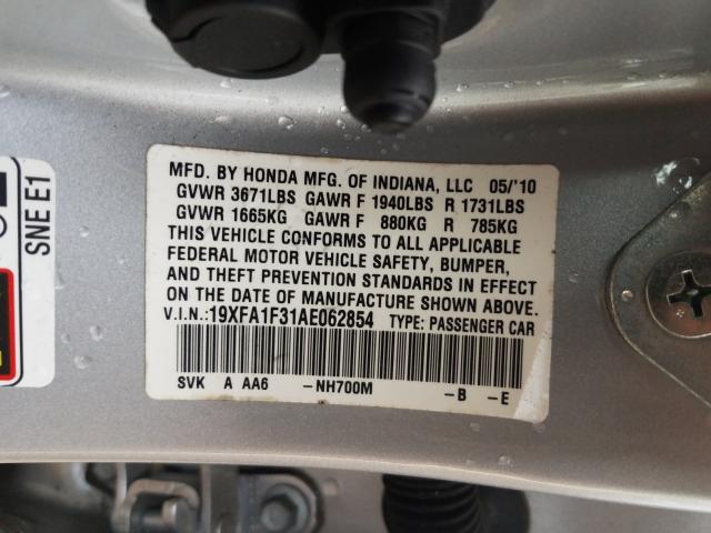 2010 HONDA CIVIC VP 19XFA1F31AE062854