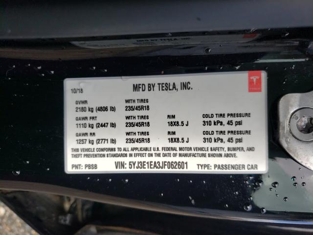 2018 TESLA MODEL 3 5YJ3E1EA3JF062601