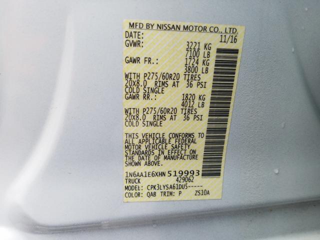 2017 NISSAN TITAN SV 1N6AA1E6XHN519993